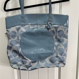 Coach Blue Signature Tote Bag